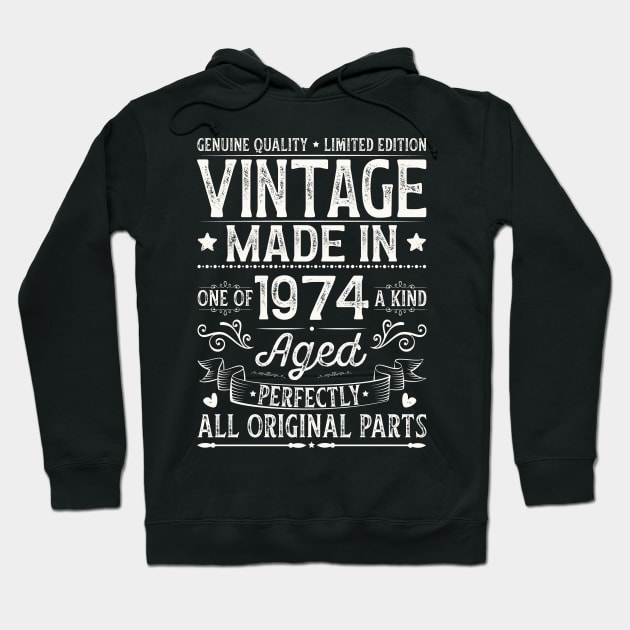 Vintage 1974 50th Birthday Hoodie by Etopix